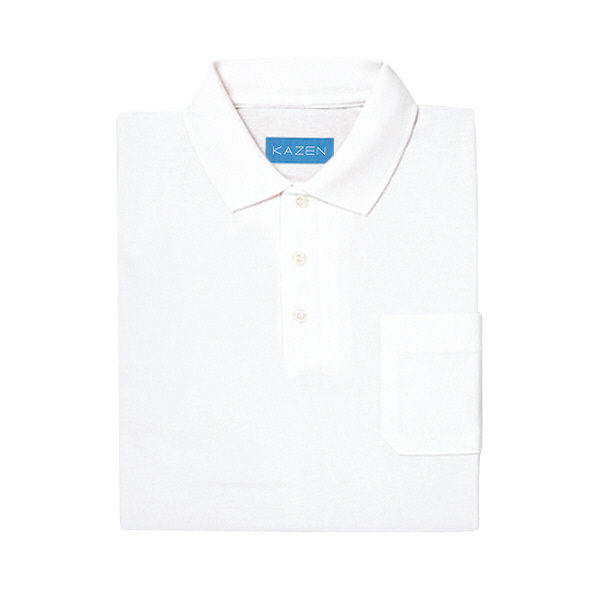 KAZEN ポロシャツ半袖 介護ユニフォーム 男女兼用 ホワイト S 237-20（直送品）