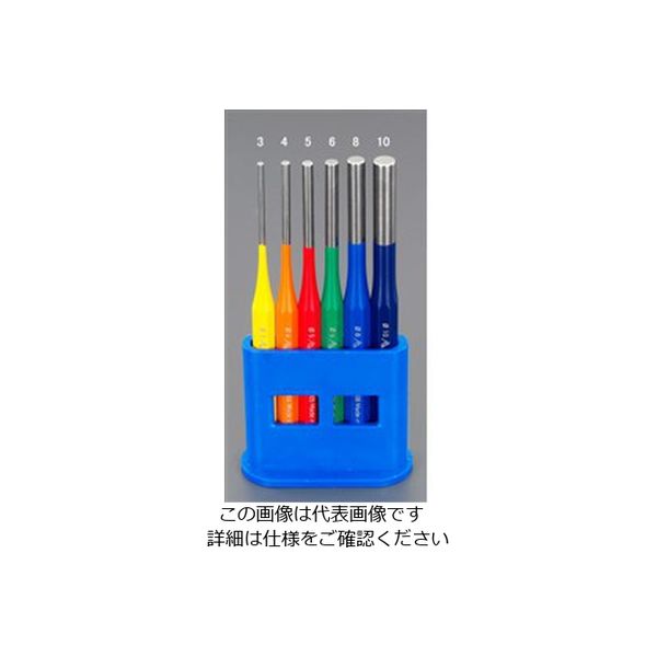 エスコ 3.0ー10mm/6本組 平行ピンポンチ(マルチカラー) EA572DR 1組（直送品）