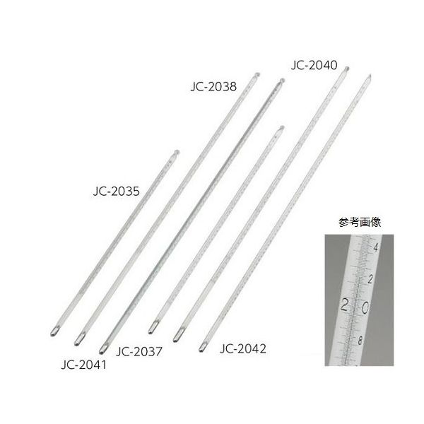 日本計量器工業 精密棒状水銀温度計(最小目盛:0.1°C) ー30~50°C 450mm JC-2040 1本 2-064-05（直送品）