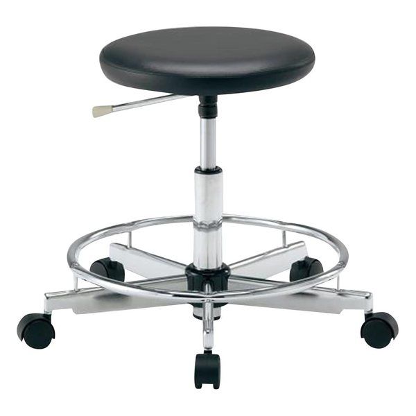 アズワン クリーンカラフルラウンドチェア(クラス100対応) 足掛リング有り ブラック LRC-BKR 1脚 2-672-01（直送品）