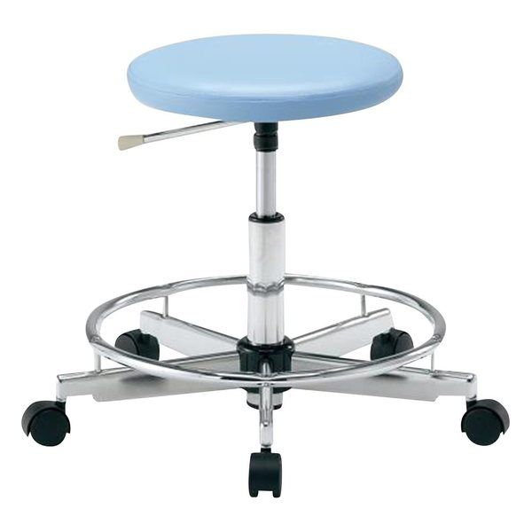 アズワン クリーンカラフルラウンドチェア(クラス100対応) 足掛リング有り ブルー LRC-BR 1脚 2-672-03（直送品）