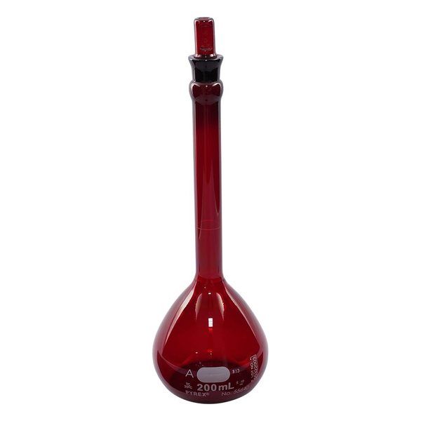 コーニングインターナショナル メスフラスコ CLassA 茶 200mL 55640-200 1個 2-9475-08（直送品）