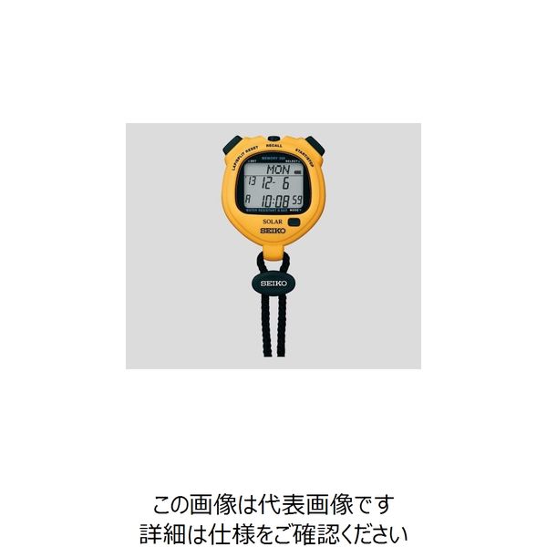 セイコーウオッチ デジタルストップウォッチ(ソーラー充電型) イエロー SVAJ003 1台 2-9869-02（直送品）