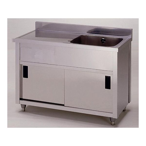 東製作所 流し台(水切りキャビネットシンク・左水槽) 2-9896-05 1台（直送品）