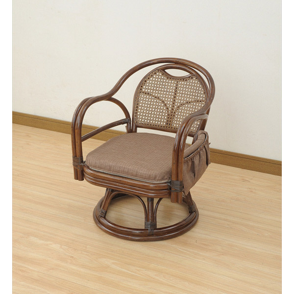 YAMAZEN　籐回転座椅子　幅520×奥行540×高さ650mm　ブラウン　（直送品）