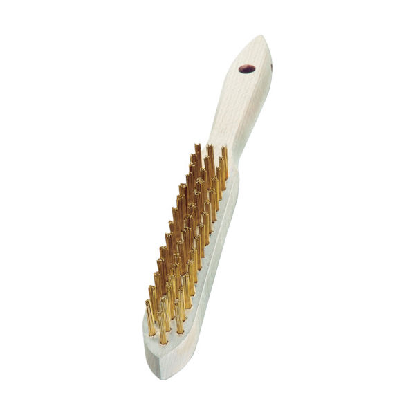 LESSMANN 剣先3行 木柄ハンドブラシ 真鍮メッキ線 105431 1本 442-4590（直送品）