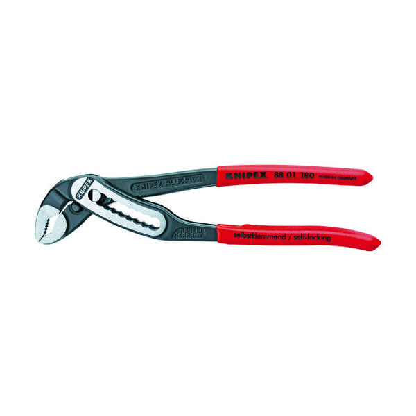 KNIPEX ウォーターポンププライヤー アリゲーター ソフトプラスチックハンドル 180mm 8801-180 1丁 446-9437（直送品）