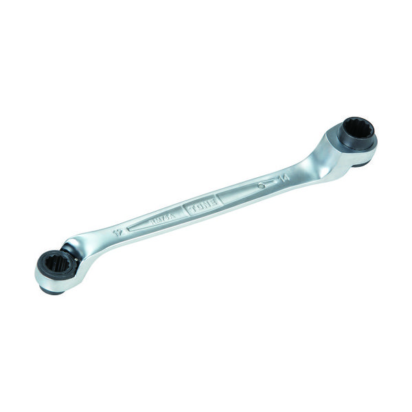 TONE 両頭ラチェットめがねレンチ 75度 対辺寸法12x14全長218mm RM75A-1214 1丁(1個) 447-2659（直送品）