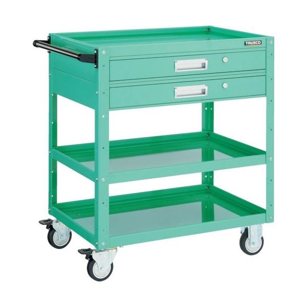 TRUSCO ツールワゴン イーグルワゴン 600×400×H880 2段引出付 ウレタン車輪 ヤンググリーン EGW-963V2U-YG（直送品）