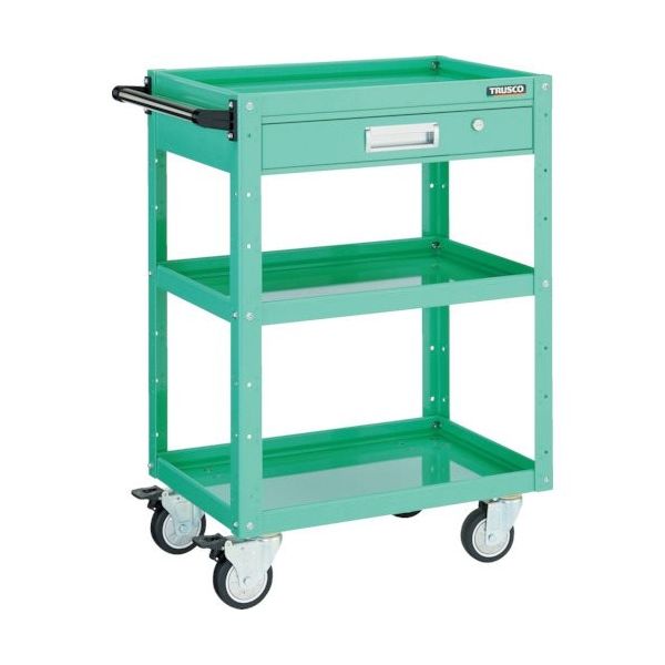 TRUSCO ツールワゴン イーグルワゴン 750×500×H880 引出付 ウレタン4輪自在 ヤンググリーン EGW-973VUJ-YG（直送品）