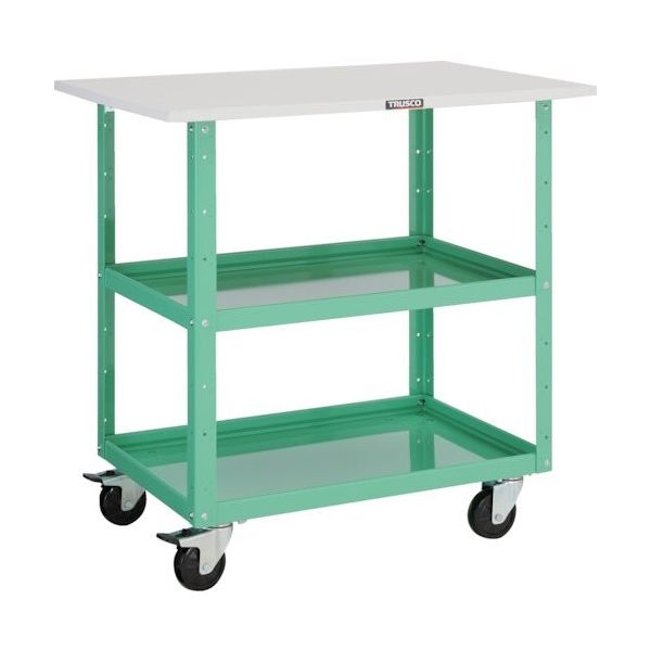 TRUSCO ツールワゴン イーグルワゴン 750X500 天板付 ウレタン4輪自在 ヤンググリーン EGW-972TUJ-YG 1台（直送品）