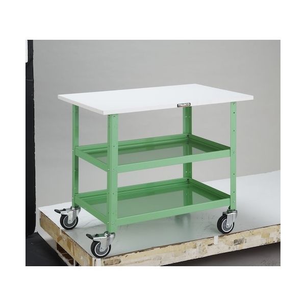 TRUSCO ツールワゴン バーディワゴン 600X400 天板付 ウレタン車輪 ヤンググリーン BDW-762TU-YG 1台（直送品）
