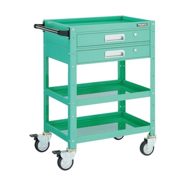 トラスコ中山 TRUSCO バーディワゴン 750×500 引出2段付 ウレタン車輪 ヤンググリーン BDW-973V2U-YG 1台（直送品）