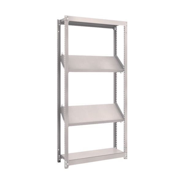 トラスコ中山（TRUSCO）軽中量ボルトレス棚 M1.5型 単体型（4段うち傾斜2段タイプ、前あたり付）