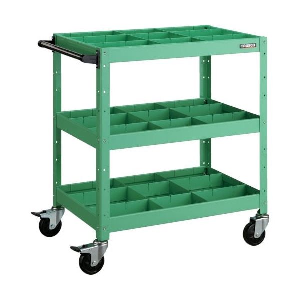 TRUSCO ツールワゴン バーディワゴン 750X500XH880 深3段 仕切板付 ヤンググリーン BDW-973F3S3-YG 1台（直送品）