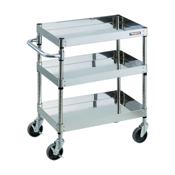 TRUSCO ステンレスワゴン クリーンフェニックスワゴン SUS304 W750×D500×H740 3段 スチール金具 CPE3-773（直送品）