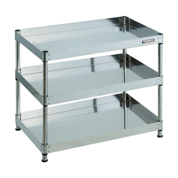 トラスコ中山 TRUSCO ステンレスワゴン 304クリーンフェニックス ラック型 600X400 3段 CPE3-R763 1台（直送品）