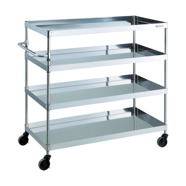 TRUSCO ステンレス製ワゴン クリーンフェニックスワゴン SUS430 W600×D400×H1200 4段 CPE4-1264 1台（直送品）