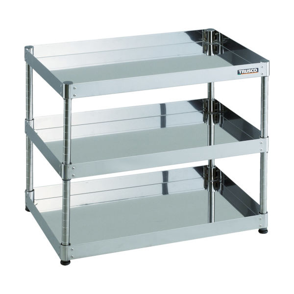 TRUSCO ステンレス製ワゴン クリーンフェニックスワゴン SUS430 ラック型 W750×D500×H632 3段 CPE4-R773（直送品）