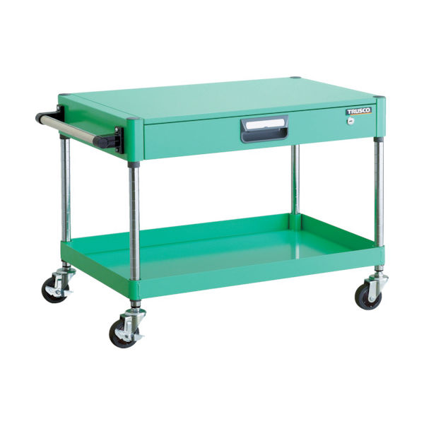 TRUSCO ツールワゴン フェニックスワゴン 省音 750X500 薄型1段引出付 ヤンググリーン PEW-671Z-YG 1台（直送品）