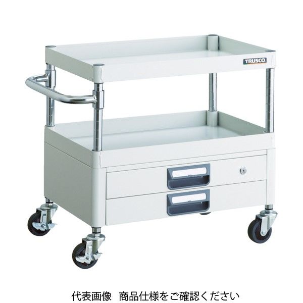 TRUSCO ツールワゴン フェニックスワゴン 省音 750X500XH600 2段引出付 ホワイト PEW-672X-W 1台（直送品）