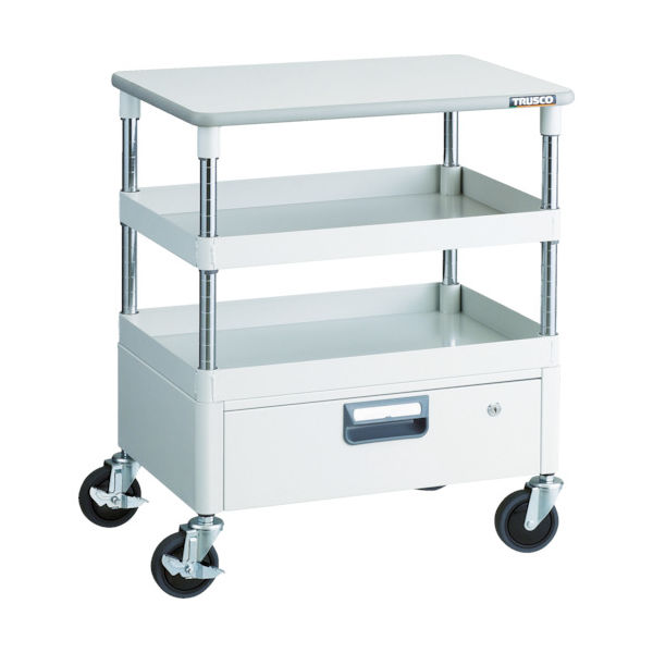 トラスコ中山 TRUSCO ツールワゴン フェニックスワゴン 省音 600X400 1段引出 天板付 ホワイト PEW-762VT-W 1台（直送品）