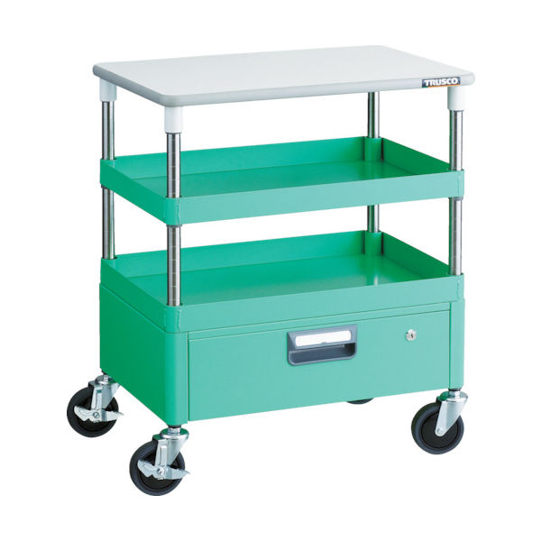 TRUSCO ツールワゴン フェニックスワゴン 省音 600X400 1段引出 天板付 ヤンググリーン PEW-762VT-YG 1台（直送品）