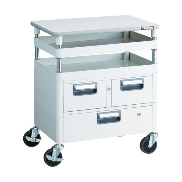 TRUSCO ツールワゴン フェニックスワゴン 抗菌 省音 600X400XH740 引出 天板付 ホワイト PEW-762VWT-W 1台（直送品）