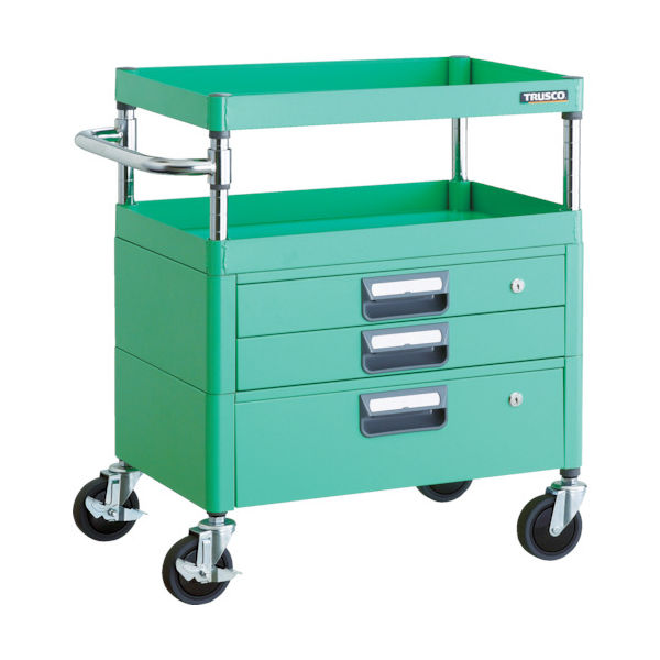 TRUSCO ツールワゴン フェニックスワゴン 省音 600X400XH740 引出付 ヤンググリーン PEW-762VX-YG 1台（直送品）