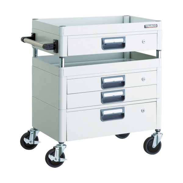 TRUSCO ツールワゴン フェニックスワゴン 抗菌 省音 600X400XH740 引出付 ホワイト PEW-762VXZ-W 1台（直送品）