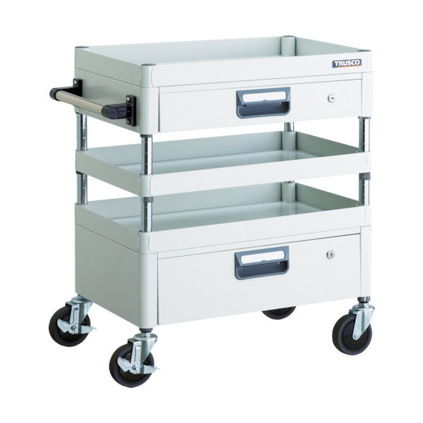 トラスコ中山 TRUSCO ツールワゴン フェニックスワゴン 省音 600X400XH740 引出付 ホワイト PEW-763VZ-W 1台（直送品）
