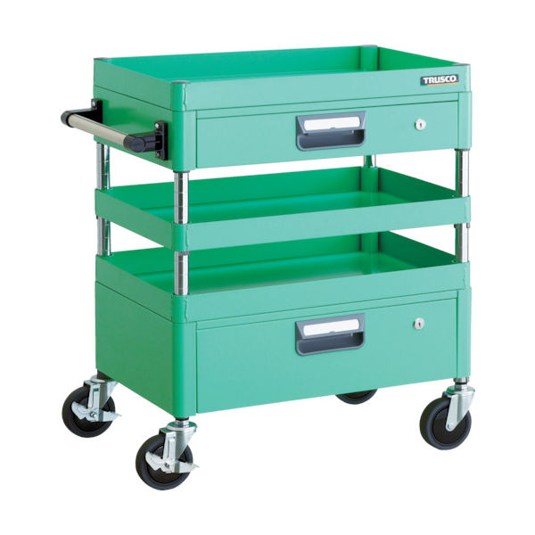 TRUSCO ツールワゴン フェニックスワゴン 省音 600X400XH740 引出付 ヤンググリーン PEW-763VZ-YG 1台（直送品）