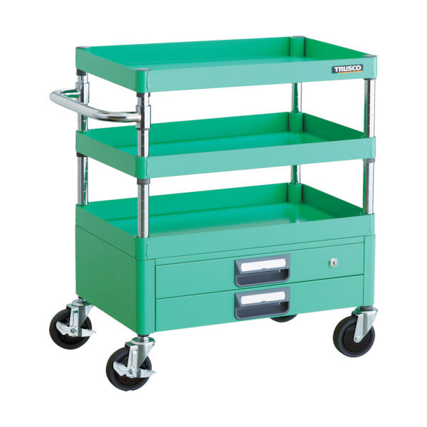 TRUSCO ツールワゴン フェニックスワゴン 省音 600X400XH740 2段引出付 ヤンググリーン PEW-763X-YG 1台（直送品）