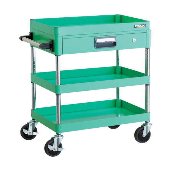 TRUSCO ツールワゴン フェニックスワゴン 省音 600X400 薄型1段引出付 ヤンググリーン PEW-763Z-YG 1台（直送品）