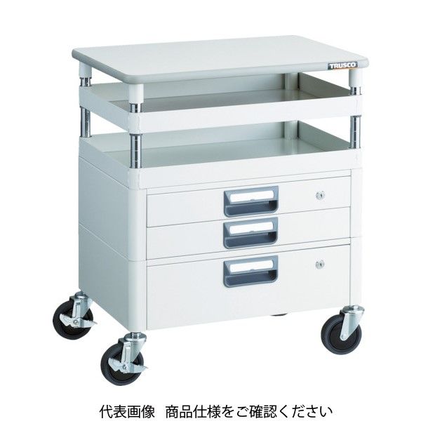 TRUSCO ツールワゴン フェニックスワゴン 抗菌 省音 750X500XH740 引出 天板付 ホワイト PEW-772VXT-W 1台（直送品）