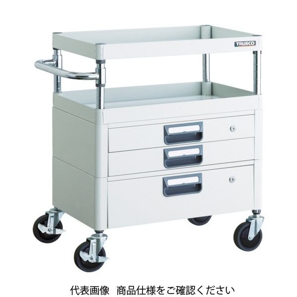 トラスコ中山 TRUSCO ツールワゴン フェニックスワゴン 省音 750X500XH740 引出付 ホワイト PEW-772VX-W 1台（直送品）