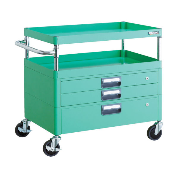 TRUSCO ツールワゴン フェニックスワゴン 省音 750X500XH740 引出付 ヤンググリーン PEW-772VX-YG 1台（直送品）