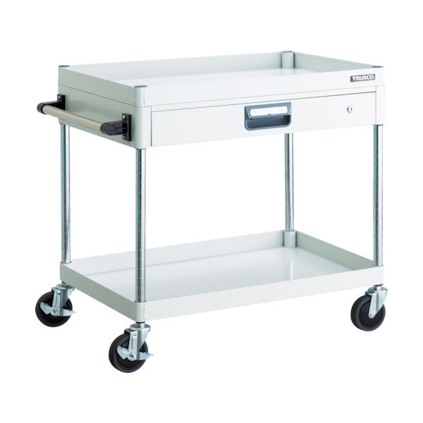 トラスコ中山 TRUSCO ツールワゴン フェニックスワゴン 省音 750X500 薄型1段引出付 ホワイト PEW-772Z-W 1台（直送品）