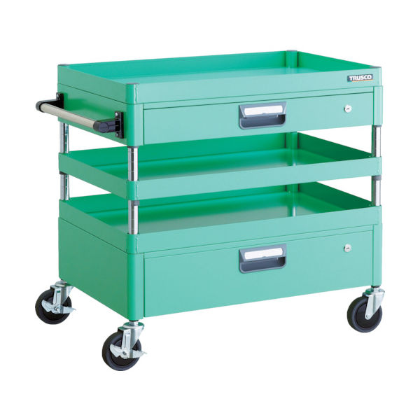 TRUSCO ツールワゴン フェニックスワゴン 省音 750X500XH740 引出付 ヤンググリーン PEW-773VZ-YG 1台（直送品）