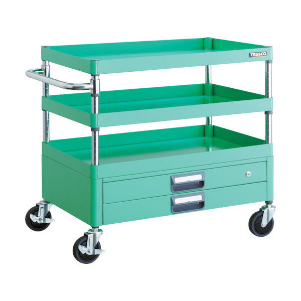 TRUSCO ツールワゴン フェニックスワゴン 省音 750X500XH740 2段引出付 ヤンググリーン PEW-773X-YG 1台（直送品）