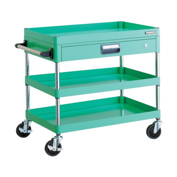 TRUSCO ツールワゴン フェニックスワゴン 省音 750X500 薄型1段引出付 ヤンググリーン PEW-773Z-YG 1台（直送品）