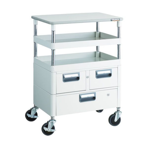 TRUSCO ツールワゴン フェニックスワゴン 抗菌 省音 600X400XH880 引出 天板付 ホワイト PEW-962VWT-W 1台（直送品）