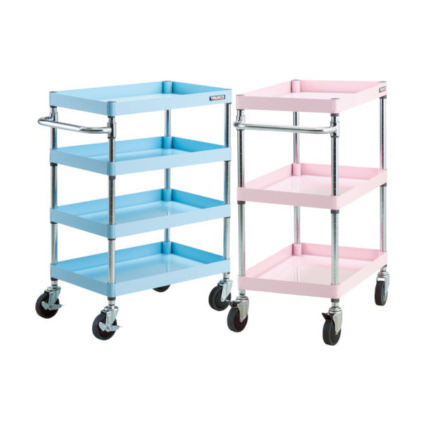 トラスコ中山 TRUSCO ツールワゴン フェニックスワゴン 省音 600X400XH880 3段 ライトブルー PEW-963-LB 1台（直送品）