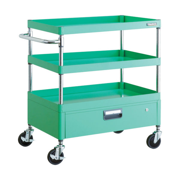 TRUSCO ツールワゴン フェニックスワゴン 省音 600X400XH880 1段引出付 ヤンググリーン PEW-963V-YG 1台（直送品）