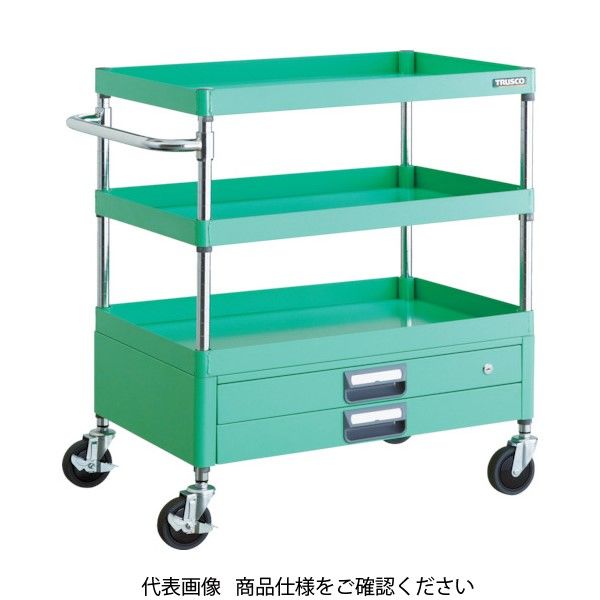 TRUSCO ツールワゴン フェニックスワゴン 省音 600X400XH880 2段引出付 ヤンググリーン PEW-963X-YG 1台（直送品）