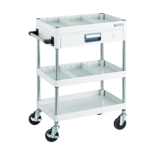 TRUSCO ツールワゴン フェニックスワゴン 省音 600X400 仕切2段付 引出付 ホワイト PEW-963ZS2-W 1台（直送品）