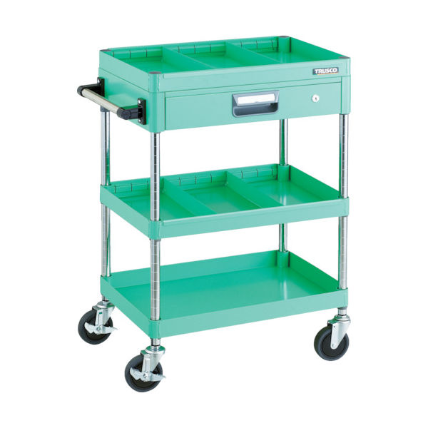 TRUSCO ツールワゴン フェニックスワゴン 省音 600X400 仕切2段付 引出付 ヤンググリーン PEW-963ZS2-YG 1台（直送品）
