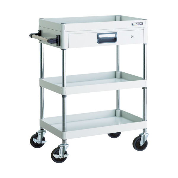 トラスコ中山 TRUSCO ツールワゴン フェニックスワゴン 省音 600X400 薄型1段引出付 ホワイト PEW-963Z-W 1台（直送品）
