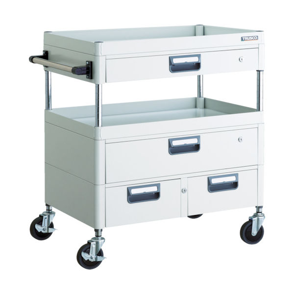 TRUSCO ツールワゴン フェニックスワゴン 省音 750X500XH880 引出付 ホワイト PEW-972VWZ-W 1台（直送品）