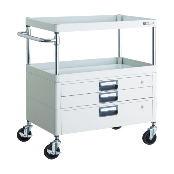 トラスコ中山 TRUSCO ツールワゴン フェニックスワゴン 省音 750X500XH880 引出付 ホワイト PEW-972VX-W 1台（直送品）